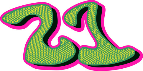 Groovy Scribble Style Alphabet Letters, Stylish 3D Typography