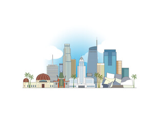 Los Angeles California coloured cityscape vector illustration