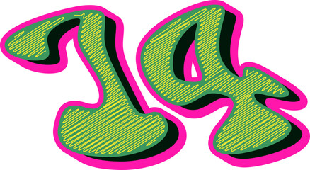 Groovy Scribble Style Alphabet Letters, Stylish 3D Typography