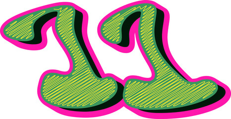 Groovy Scribble Style Alphabet Letters, Stylish 3D Typography