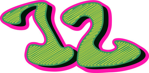 Groovy Scribble Style Alphabet Letters, Stylish 3D Typography