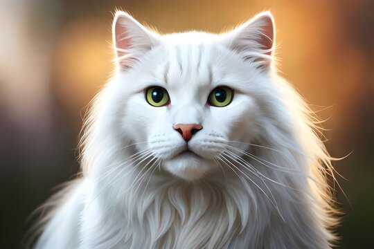 beautiful white cat generated ai