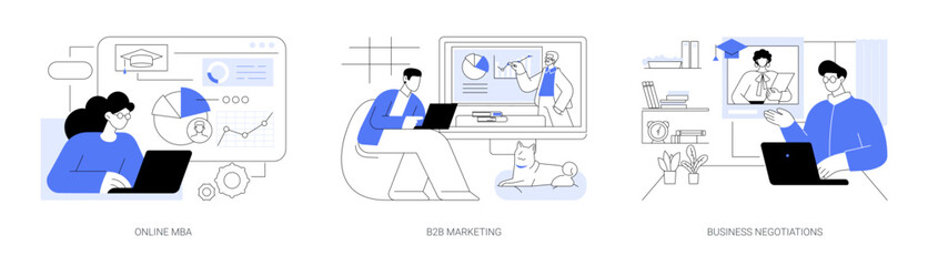 Online business courses isolated cartoon vector illustrations se