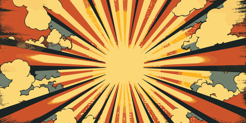 VIntage retro comics boom explosion crash bang cover book design with light and dots. Can be used for decoration or graphics. Graphic Art.	