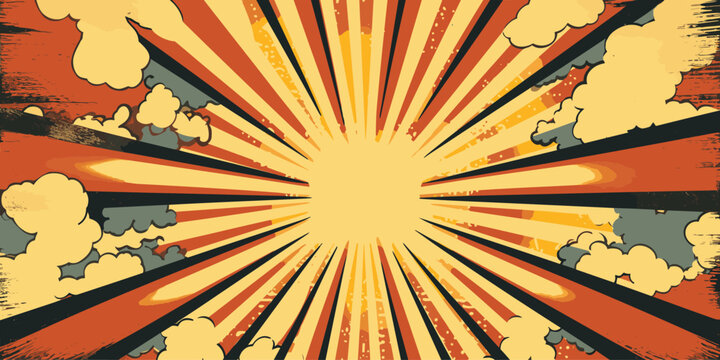 VIntage retro comics boom explosion crash bang cover book design with light and dots. Can be used for decoration or graphics. Graphic Art.	