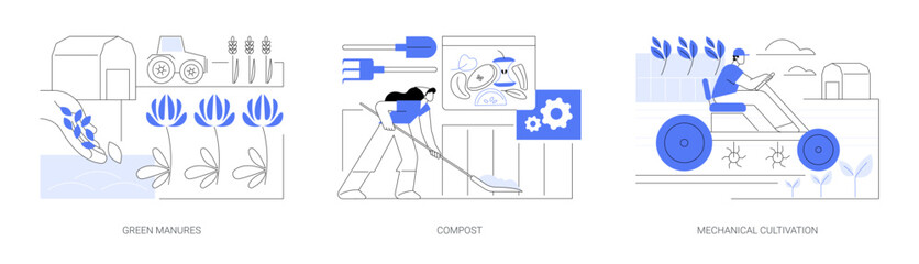Organic farming methods isolated cartoon vector illustrations se