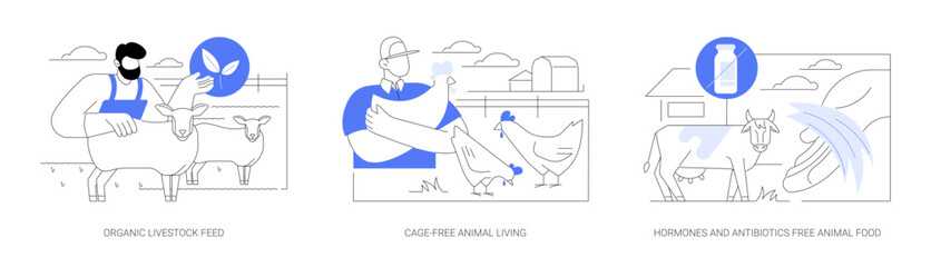 Organic livestock farming isolated cartoon vector illustrations se