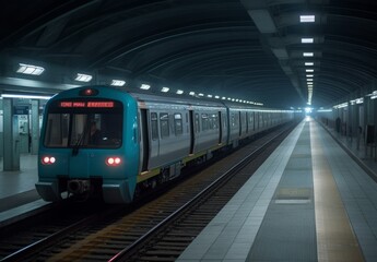 Fototapeta premium Subway Arrival.Showcasing Efficiency and Convenience of Public Transport, Generated by AI