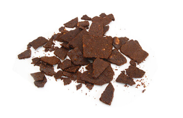 Stack of peanut butter cookies on white