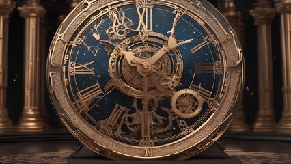 Fototapeta na wymiar antique clock gears of time, on the wall