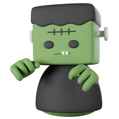 Cartoon zombie 3D render Halloween