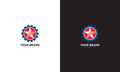 Work star logo, gear design, vector graphic design