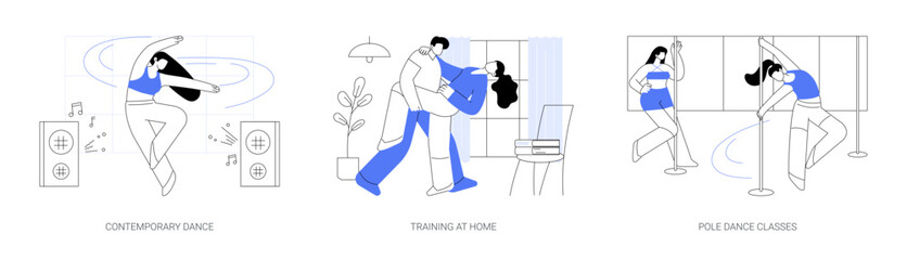 Dancing classes isolated cartoon vector illustrations se