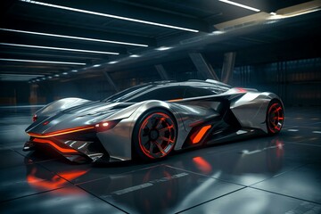 Modern electric sports car on a dark background