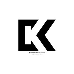 Letter Ck or Kc with modern shape negative space creative abstract unique monogram logo