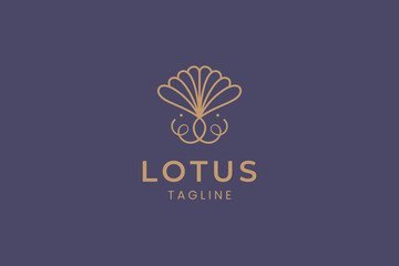 lotus flower abstract geometric concept logo design template