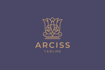 tulips flower abstract geometric concept logo design template