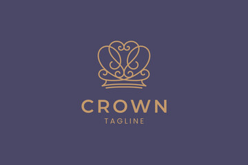 queen crown ornate abstract geometric concept logo design template