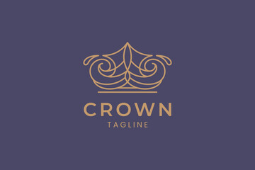 king crown ornate abstract geometric concept logo design template