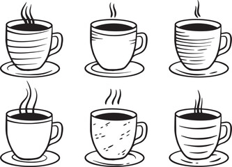Collection set of coffee cup doodle sketch illustration