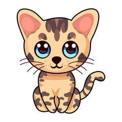 bengal cat cute kawaii vector illustration