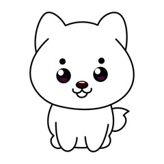 Obraz na płótnie Canvas akita dog outline coloring book cute kawaii vector illustration