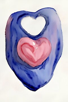A Painting Of A Heart Shaped Object On A White Background