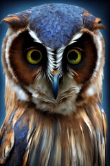 A Close Up Of An Owl With Yellow Eyes