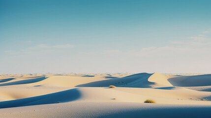 Fototapeta na wymiar Calming Soft hues desert view for background. Dreamy landscape.