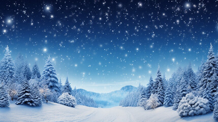 Christmas Winter Snow Blue Background, generative AI