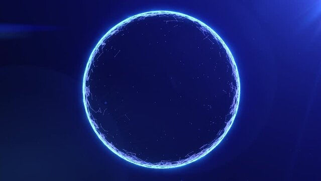 Futuristic abstract  glowing neon sphere from lines and dots in space. Modern business technology concept. Internet big data, 5g connection. Cybersecurity digital. 4k, 60fps, vj video loop.