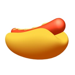 Hotdog fast food. 3d render illustration isolated on white background