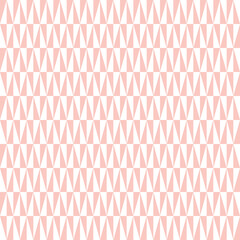 Geometric pattern with pink and white vertical triangles. Geometric modern ornament. Seamless abstract background