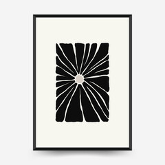 Abstract dark floral posters template. Modern trendy Matisse minimal style. Black and white colors. Hand drawn design for wallpaper, wall decor, print, postcard, cover, template, banner.