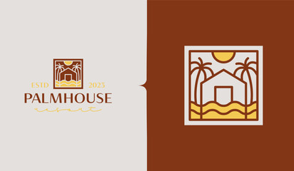 Palm House Resort Logo Template. Universal creative premium symbol. Vector illustration. Creative Minimal design template. Symbol for Corporate Business Identity