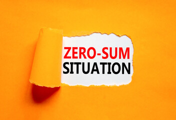 Zero-sum situation symbol. Concept words Zero-sum situation on beautiful white paper. Beautiful...