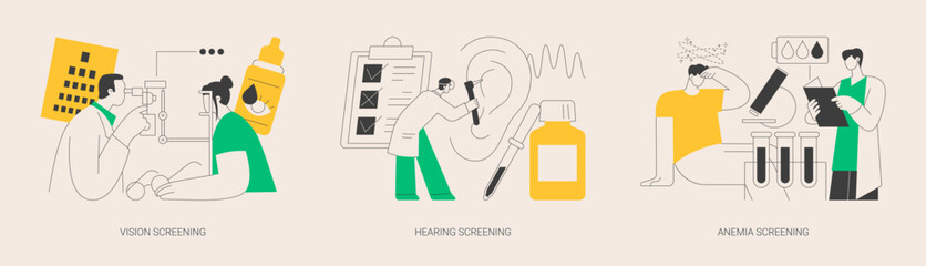 Pediatric checkup abstract concept vector illustrations.