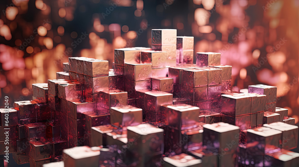 Poster Abstract background with structure of cubes. Colorful cubes texture for technology backdrop.