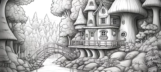 Rolgordijnen Join the adventure with this exciting number 1 to 9 coloring page, creating an exciting coloring canvas. Kids and adults alike will love bringing this sea scene to life. made with Generative AI © Алексей Василюк
