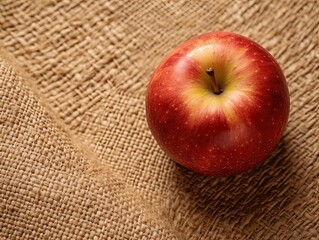 raw fresh apples close up, in burlap isolated top view, made with Generative AI made with Generative AI 