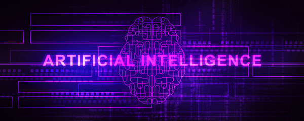 2d illustration Artificial Intelligence (AI) concept