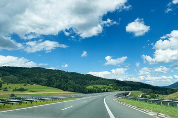 Asphalt highway with beautiful scenery. Road in nature landscape background.