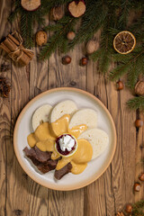 typical Czech meal called svickova at Christmas time