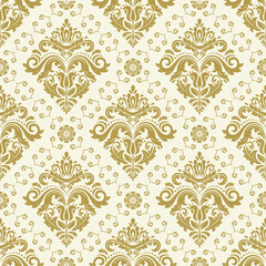 Classic seamless pattern. Damask orient ornament. Classic vintage golden background. Orient ornament for fabric, wallpapers and packaging