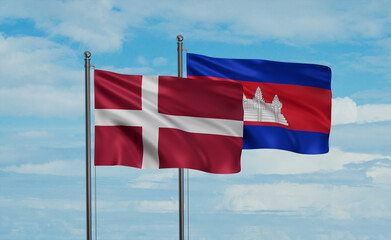 Cambodia and Denmark flag