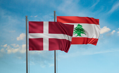 Lebanon and Denmark flag