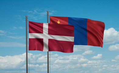 Mongolia and Denmark flag
