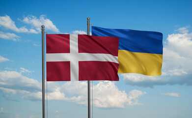 Ukrain and Denmark flag