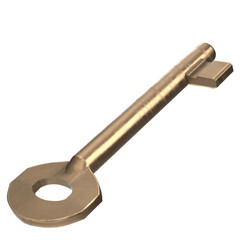 3D rendering illustration of an old key