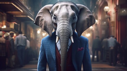 elephant in suit.Generative AI - obrazy, fototapety, plakaty
